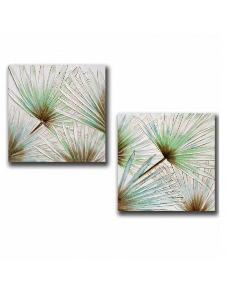 CUADRO HOJA DE PALMA SET DE DOS 60x60