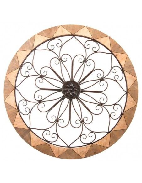 DECORACION PARED REDONDO MADERA - METAL