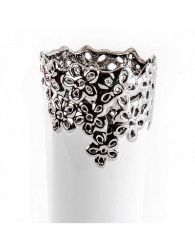 JARRON DE PORCELANA BLANCO CROMADO