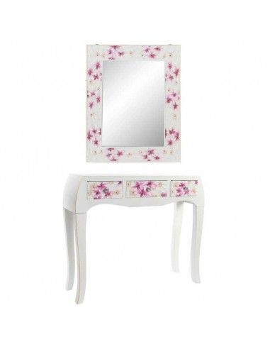 CONSOLA CON ESPEJO FLORAL TALLADO