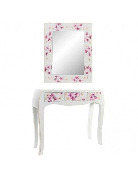 CONSOLA CON ESPEJO FLORAL TALLADO