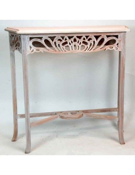 CONSOLA MADERA CALADA BLANCA