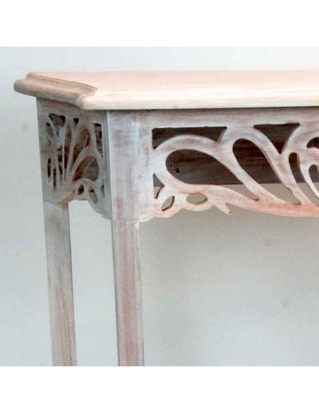 CONSOLA MADERA CALADA BLANCA
