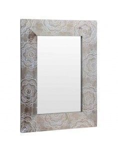 ESPEJO BLANCO DE MADERA TALLADA 70x49.5 2