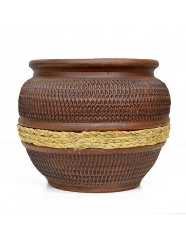 MACETERO DE CERAMICA Y ESPARTO