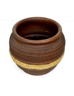 MACETERO DE CERAMICA Y ESPARTO