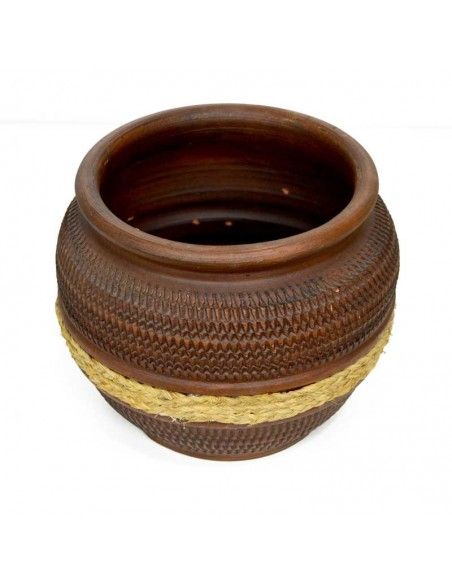 MACETERO DE CERAMICA Y ESPARTO