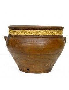 MACETERO DE CERAMICA Y ESPARTO