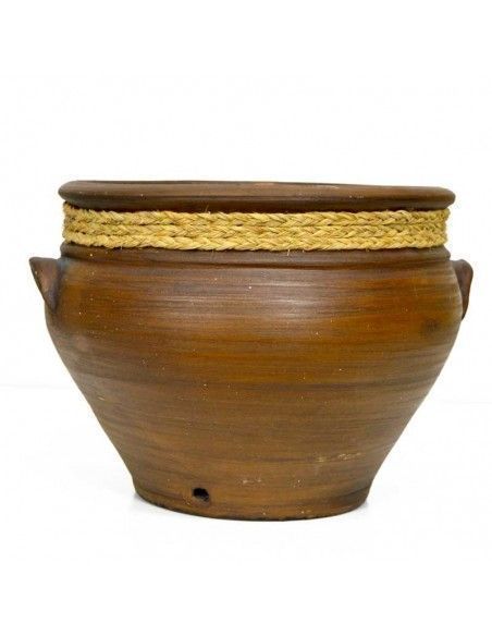 MACETERO DE CERAMICA Y ESPARTO