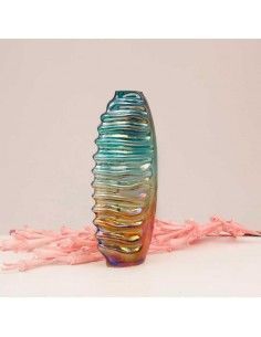 FLORERO DE VIDRIO TURQUEZA-AMBAR 37x17