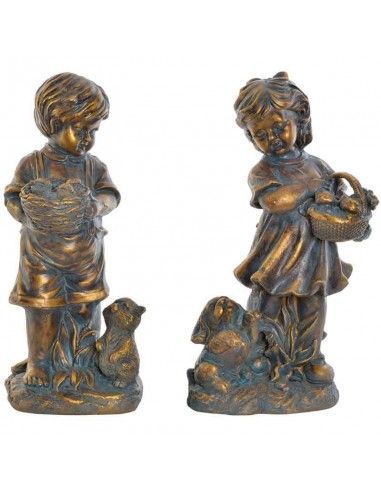FIGURA NIÑOS EN FIBRA PIEDRA 56X26