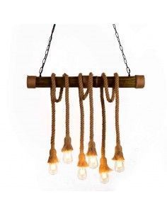 LAMPARA DE TECHO VINTAGE DE SEIS CUERDA-METAL