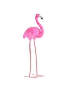 FIGURA FLAMENCO ROSA METAL Y PLUMA 88x30