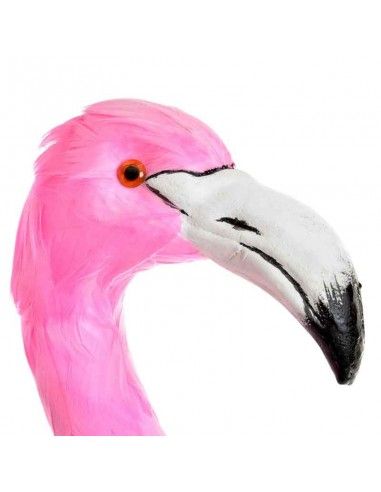 FIGURA FLAMENCO ROSA METAL Y PLUMA 88x30