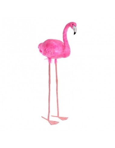 FIGURA FLAMENCO ROSA METAL Y PLUMA 108x48