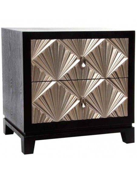 MESITA DE NOCHE MARRON-PLATA 61X60
