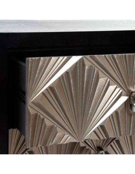 MESITA DE NOCHE MARRON-PLATA 61X60