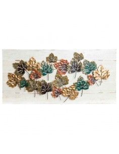 DECORACION PARED FLORES MADERA-METAL 52x109