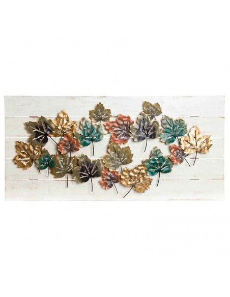 DECORACION PARED FLORES MADERA-METAL 52x109