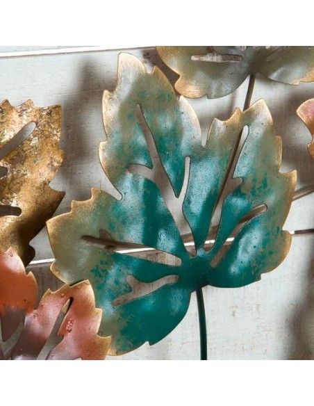 DECORACION PARED FLORES MADERA-METAL 52x109