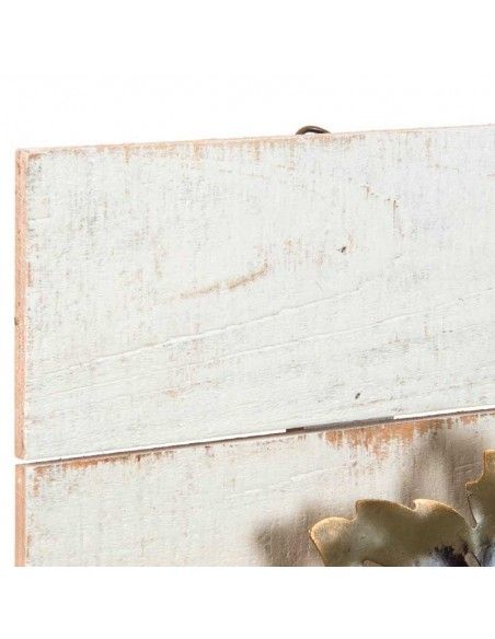 DECORACION PARED FLORES MADERA-METAL 52x109