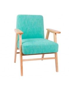 SILLON DE MADERA Y POLIESTER TURQUEZA 80x62
