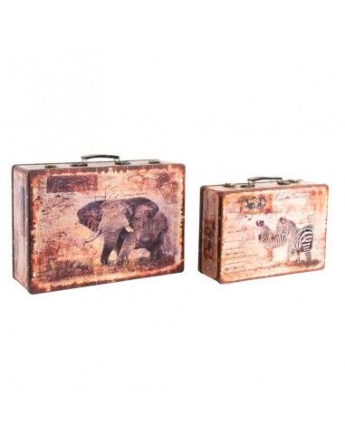SET DE DOS CAJAS MADERA-LIENZO ANIMALES 30X43