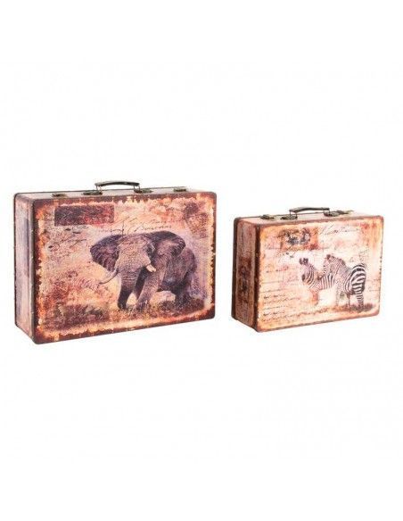 SET DE DOS CAJAS MADERA-LIENZO ANIMALES 30X43
