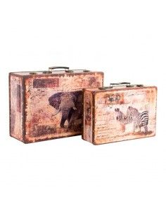 SET DE DOS CAJAS MADERA-LIENZO ANIMALES 30X43