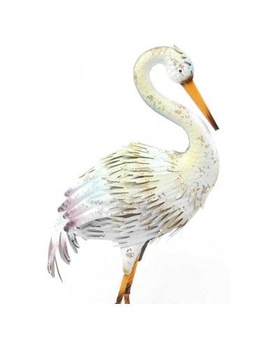 FIGURA GARZA BLANCA METAL