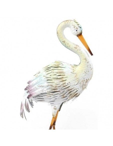 FIGURA GARZA BLANCA METAL