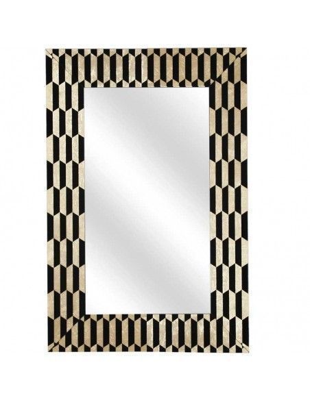 ESPEJO RALLAS NEGRO Y DORADO 120x80