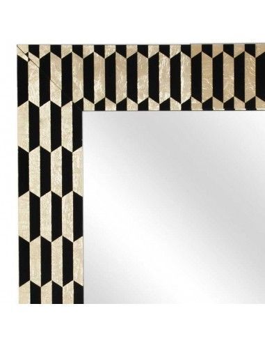 ESPEJO RALLAS NEGRO Y DORADO 120x80