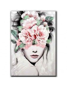 CUADRO EN LIENZO CARA FLORES EN PELO 70X100 2