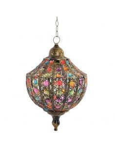 COLGANTE DE TECHO METAL Y VIDRIO MULTICOLOR 50X32