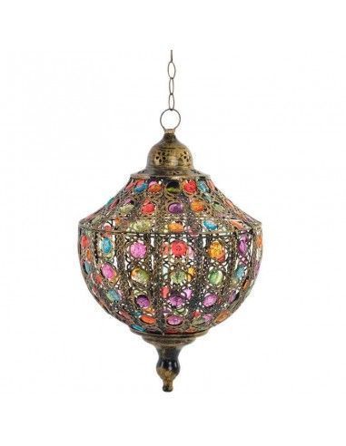 COLGANTE DE TECHO METAL Y VIDRIO MULTICOLOR 50X32