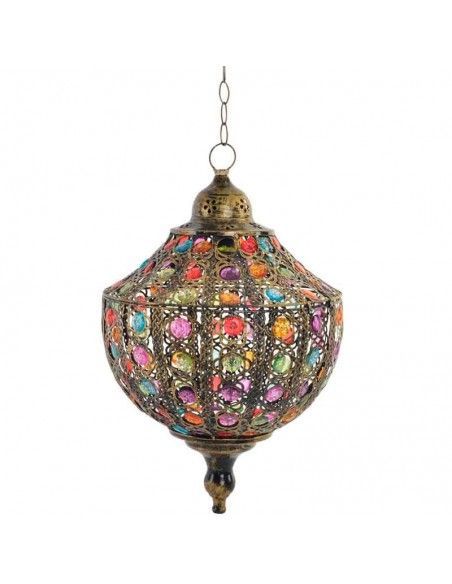 COLGANTE DE TECHO METAL Y VIDRIO MULTICOLOR 50X32