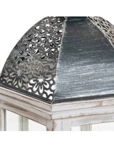 SET DE TRES FAROLES MADERA Y METAL 140 2