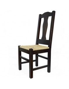 SILLA DE MADERA WENGUE DE PINO CON ASIENTO DE ANEA 2