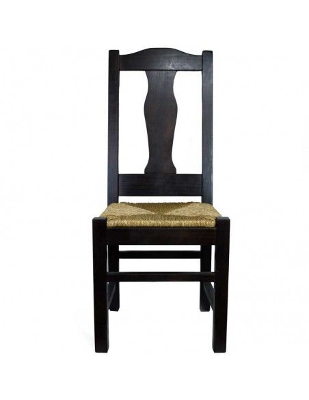 SILLA DE MADERA WENGUE DE PINO CON ASIENTO DE ANEA