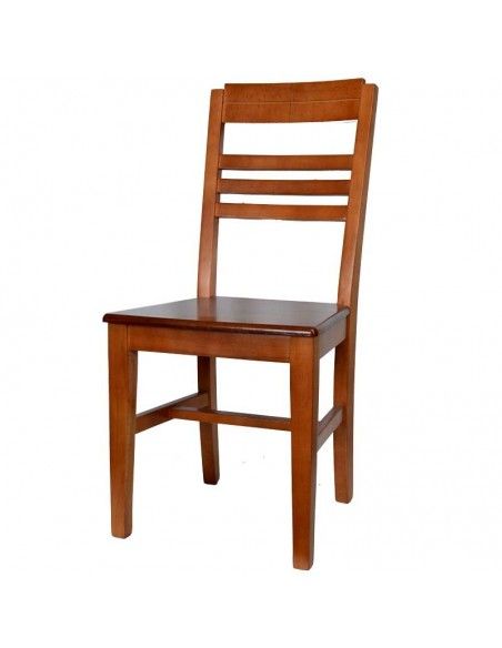 SILLA DE MADERA DE PINO NOGAL CLARO