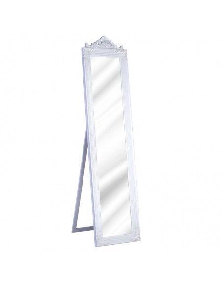 ESPEJO VESTIDOR MADERA BLANCO O PLATA CON SOPORTE 180x44