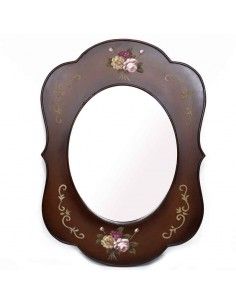 ESPEJO DE MADERA CON FLORES 81x58