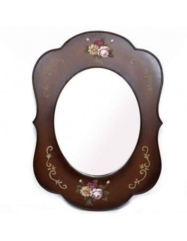 ESPEJO DE MADERA CON FLORES 81x58