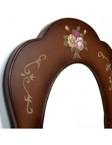 ESPEJO DE MADERA CON FLORES 81x58