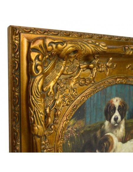 CUADRO CLASICO CON PERROS MASTIN 51X61