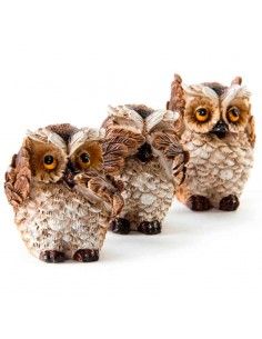FIGURAS BUHOS RESINA SET DE TRES