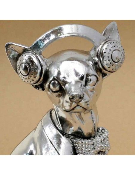FIGURA PERRO CHIHUAHUA PLATEADO 26x18