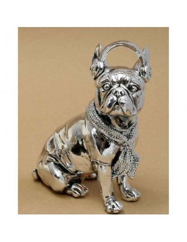 FIGURA PERRO BULLDOG CON CASCOS 22x17