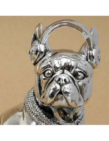 FIGURA PERRO BULLDOG CON CASCOS 22x17